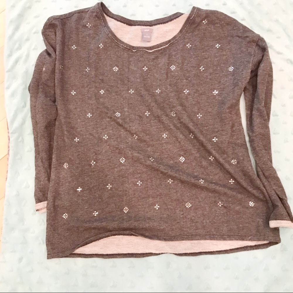 Aerie Embellished Gray Pullover Size Large